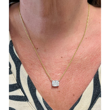 Collier connecté flottant en diamant de synthèse taille Coussin de 2,5 carats en or 18K – Assay Jewelers