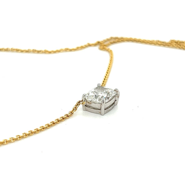 Collier flottant relié en diamant de synthèse de 2,5 carats taille Coussin, en or 18K