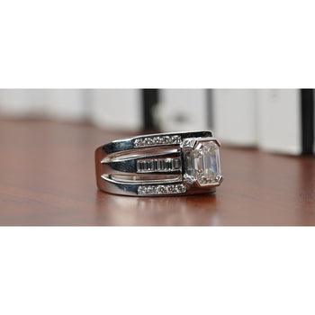2.5 Carat Emerald Cut Lab Grown Diamond Mens Pinky Ring in Platinum and 18K White Gold – Assay Jewelers