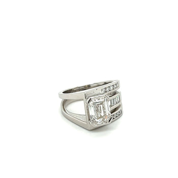 2.5 Carat Emerald Cut Lab Grown Diamond Mens Pinky Ring in Platinum and 18K White Gold – Assay Jewelers