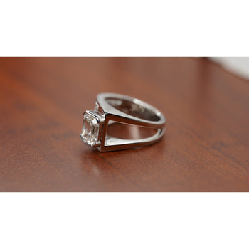 2.5 Carat Emerald Cut Lab Grown Diamond Mens Pinky Ring in Platinum and 18K White Gold – Assay Jewelers