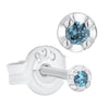 2.5mm Genuine Blue Diamond Stud Earrings in 14k White Gold Plated 925 Sterling Silver with Push Back Closure