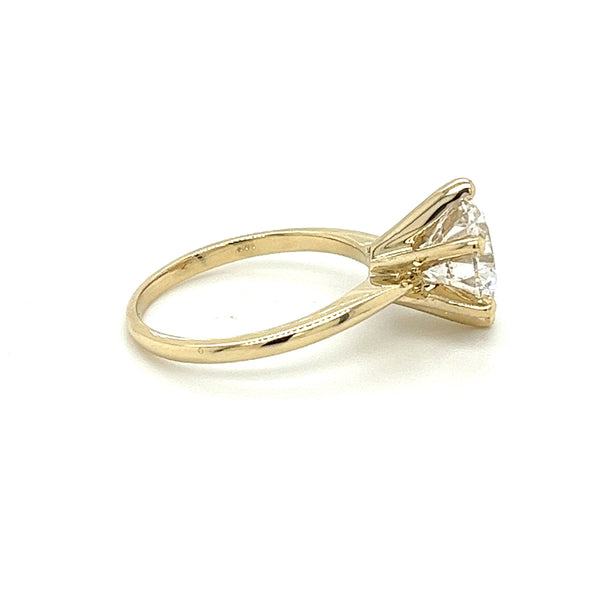 2.60 Carat Lab Grown Diamond Solitaire Engagement Ring in 14K Yellow Gold