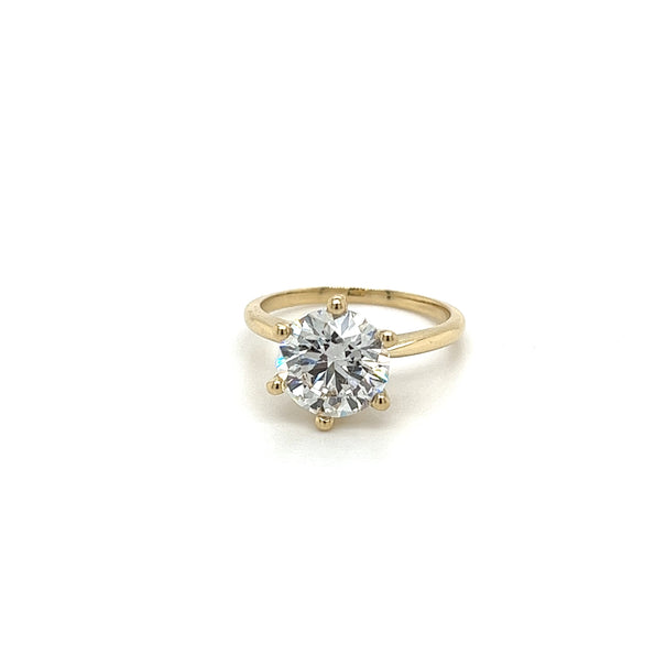 2.60 Carat Lab Grown Diamond Solitaire Engagement Ring in 14K Yellow Gold