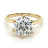 2.60 Carat Lab Grown 14K Yellow Gold 6-Prong Solitaire Diamond Engagement Ring