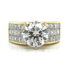 2.7 Carat Round Cut Lab Grown Diamond Ring with Princess Cut Diamond Cluster