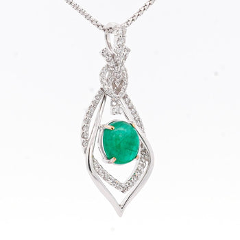 2.81 Carat Cabochon Emerald and Diamond Nouveau Pendant Necklace – Assay Jewelers