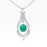 2.81 Carat Cabochon Emerald and Diamond Nouveau Pendant Necklace