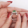 2.97 Carat Emerald Cut Emerald & Diamond Halo 18K White Gold Vintage-Style Ring