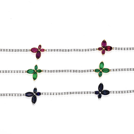 3-4 Carat Butterfly Charm Diamond & Precious Gem Tennis Bracelet