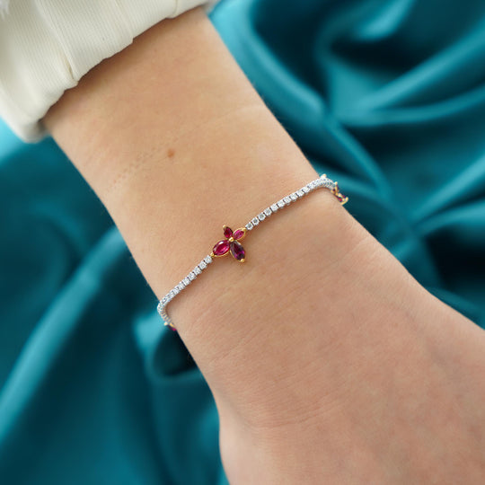 3-4 Carat Butterfly Charm Diamond & Precious Gem Tennis Bracelet
