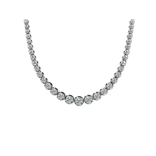 3 Carat Diamond Riviera Graduated Tennis Necklace in 18k White Gold & Platinum