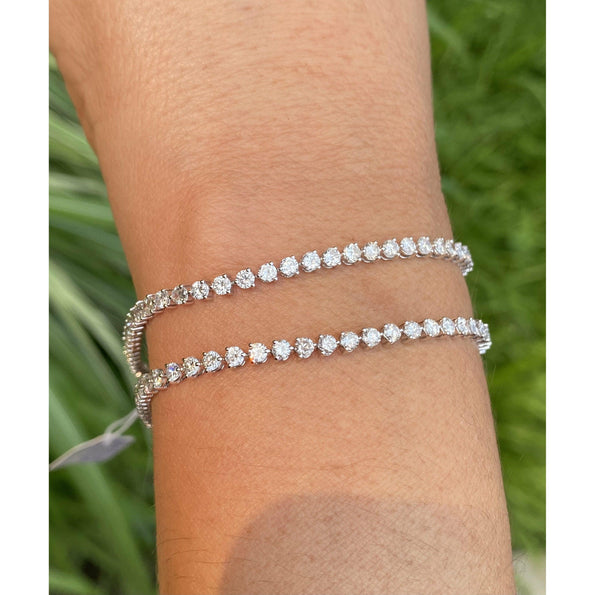 3 Carat Natural Diamond Tennis Ball Bracelet in 18k Solid White Gold