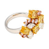 3 Carat Pink, Yellow, White Multi Cut Diamond Cluster Platinum And 18K Gold Ring