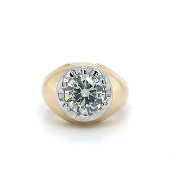 Bague solitaire pour homme en or 18k avec diamant rond de laboratoire de 3 carats – Assay Jewelers