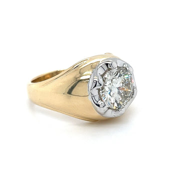 Bague solitaire pour homme en or 18k avec diamant rond cultivé en laboratoire de 3 carats – Assay Jewelers