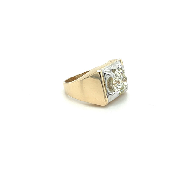 3 Carat Round Cut Natural Diamond Solitaire Men's Ring in 14K Gold