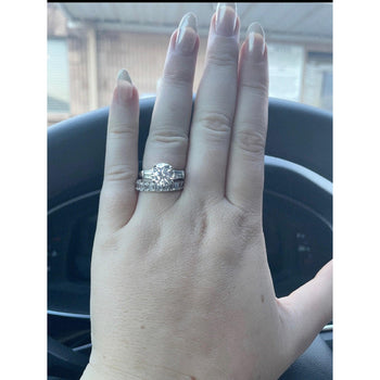 Bague Anciens en platine avec diamant rond de 3 carats créé en laboratoire et diamants baguette latéraux – Assay Jewelers