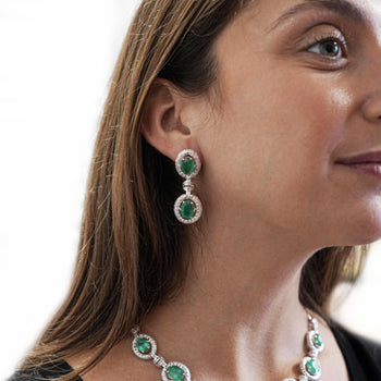 32 Carat Emerald and Rose-Cut Diamond Necklace & Earring Set in 18K Gold – Assay Jewelers