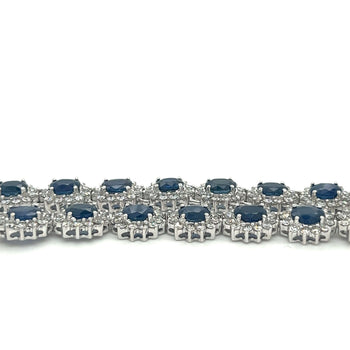 36 Carat Oval Cut Blue Sapphire & Diamond Choker Necklace in 18K White Gold – Assay Jewelers