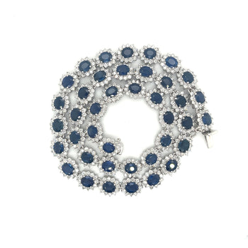 36 Carat Oval Cut Blue Sapphire & Diamond Choker Necklace in 18K White Gold – Assay Jewelers