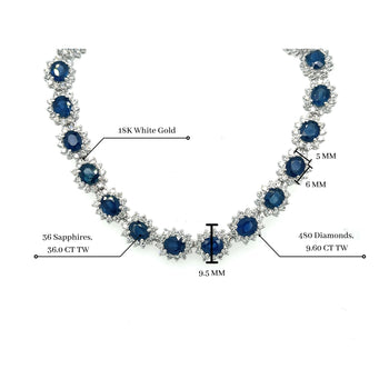 36 Carat Oval Cut Blue Sapphire & Diamond Choker Necklace in 18K White Gold – Assay Jewelers