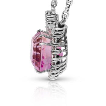 36.10ct Cushion-Cut Kunzite Diamond 18K White Gold Necklace – Assay Jewelers