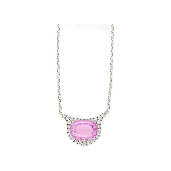 36.10ct Cushion-Cut Kunzite Diamond 18K White Gold Necklace – Assay Jewelers