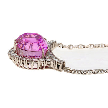 36.10ct Cushion-Cut Kunzite Diamond 18K White Gold Necklace – Assay Jewelers