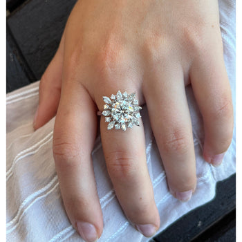 3.01 Carat Round Cut Lab Grown Diamond Ring With Marquise Cut Diamond Halo – Assay Jewelers