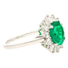 3.02 Carat Vivid Green Round Cut Colombian Emerald and Diamond Halo Platinum Ring