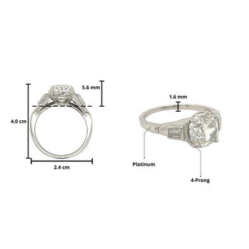 3.02 carat H/VVS2 Diamant de laboratoire Coussin, Bague en platine à 3 pierres – Assay Jewelers