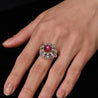 3.04 Carat Star No-Heat Burma Ruby & Sunburst Art Deco Ring