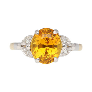 3.06 Carat Oval Cut Yellow Sapphire & Diamonds Ring in Platinum & 14K Gold Setting – Assay Jewelers