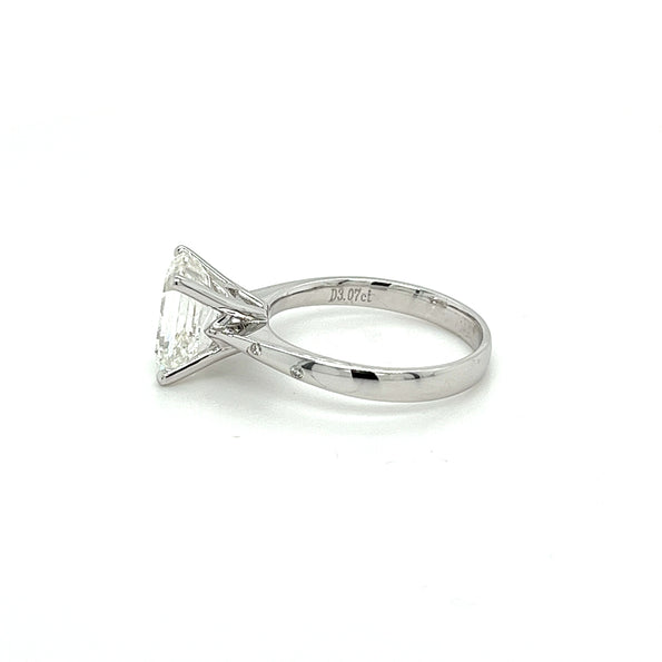 3.07 Carat Emerald Cut F VS1 Lab Grown Diamond Engagement Ring