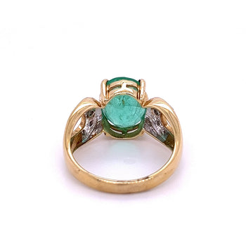 Ring Vintage con smeraldo colombiano taglio ovale da 3 carati e diamanti in oro 14k – Assay Jewelers
