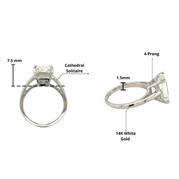 Bague solitaire en or blanc 14k avec diamant de laboratoire taille émeraude de 3,41 carat – Assay Jewelers