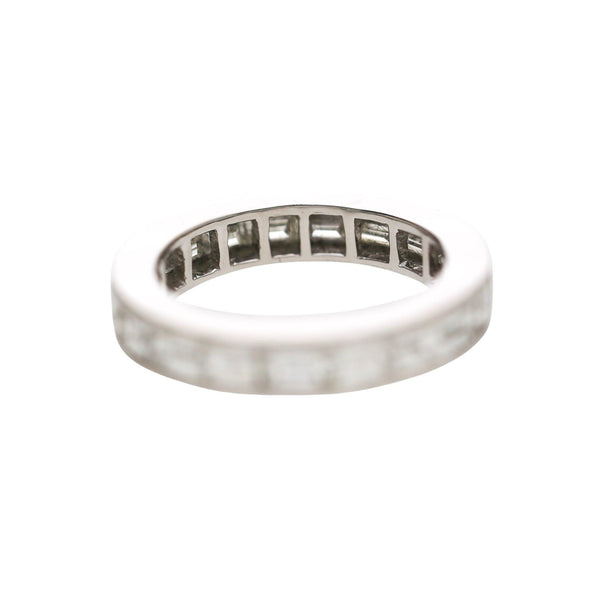 3.5 Carat Emerald Cut East West Diamond Channel Platinum Eternity Wedding Band