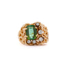 3.5 Carat Green Tourmaline 14K Gold Nugget Mens Ring