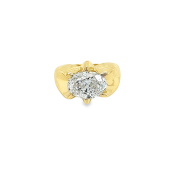 3.5 Carat Lab Diamond Oval Cut Solitaire Mens Ring in 14K Yellow Gold – Assay Jewelers