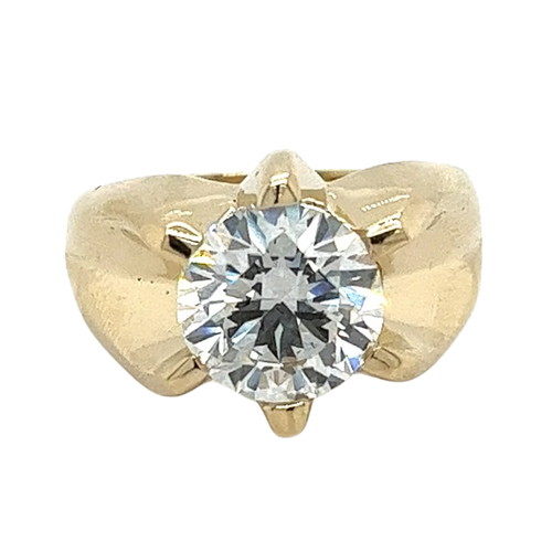 3.5 Carat Round Cut Lab Grown Diamond Mens Solitaire Ring in 14K Yellow Gold