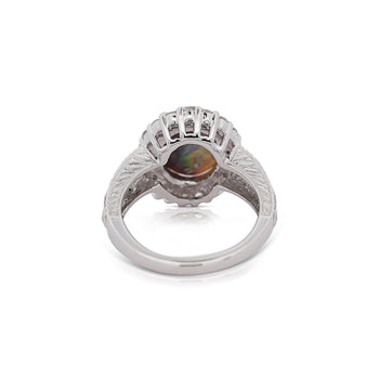 3.50 Carat Black Opal & Diamond Halo Platinum Filigree Ring – Assay Jewelers
