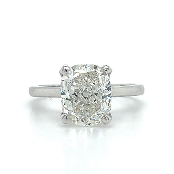 3,50 carat, G, VS2, bague solitaire en or blanc 18k avec coussin en diamant de laboratoire – Assay Jewelers