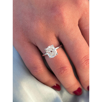 Bague solitaire en diamant de laboratoire taille Coussin, 3,50 carat, G, VS2, en or blanc 18k – Assay Jewelers