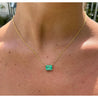 3.66 Carat Emerald Cut Colombian Emerald Solitaire East West Pendant Necklace in 14K Yellow Gold