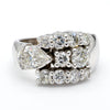 3.75 Carat Pear & Round Diamond 14K White Gold East West Bypass Cluster Ring