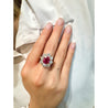 3.80 Carat Oval Cut No Heat Burma Ruby Ring With Round Diamond Halo in Platinum