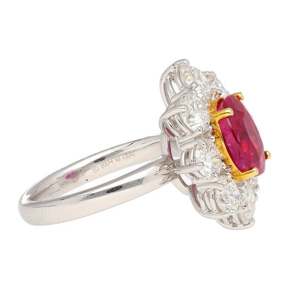 GIA Certified Semi Mount Ring With Round Diamond Halo in Platinum