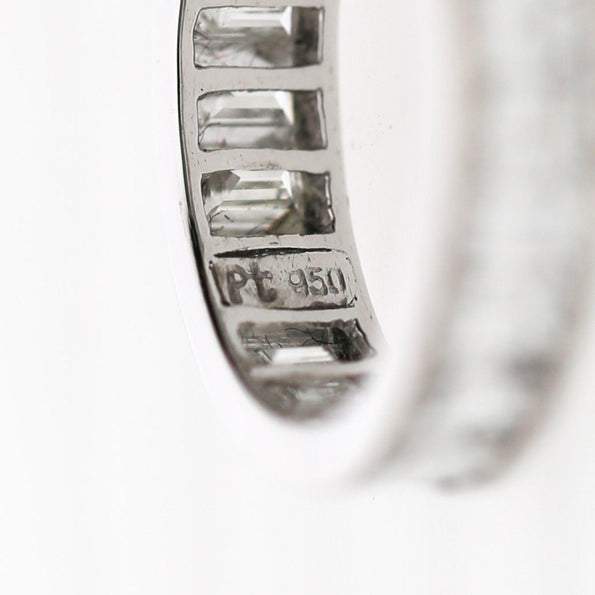 3.95 Carat Emerald Diamond Channel Set Platinum 950 Full Eternity Wedding Band