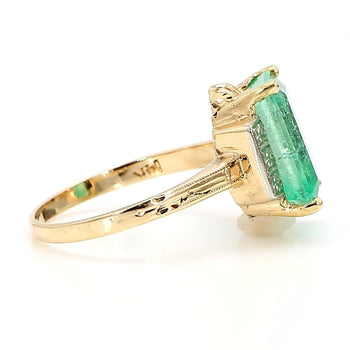 3.95 Carat Emerald & Diamond Milgrain Vintage 14K Gold Ring – Assay Jewelers